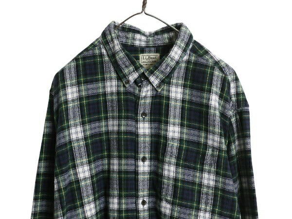 エルエルビーン チェック 長袖 ボタンダウン フランネル シャツ メンズ XL 古着 長袖シャツ ネルシャツ コットン BD ゆったり 大きいサイズ