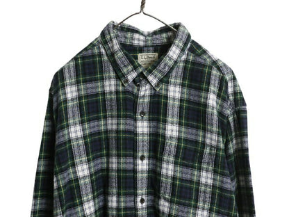 エルエルビーン チェック 長袖 ボタンダウン フランネル シャツ メンズ XL 古着 長袖シャツ ネルシャツ コットン BD ゆったり 大きいサイズ