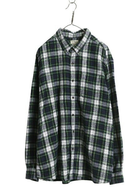 エルエルビーン チェック 長袖 ボタンダウン フランネル シャツ メンズ XL 古着 長袖シャツ ネルシャツ コットン BD ゆったり 大きいサイズ