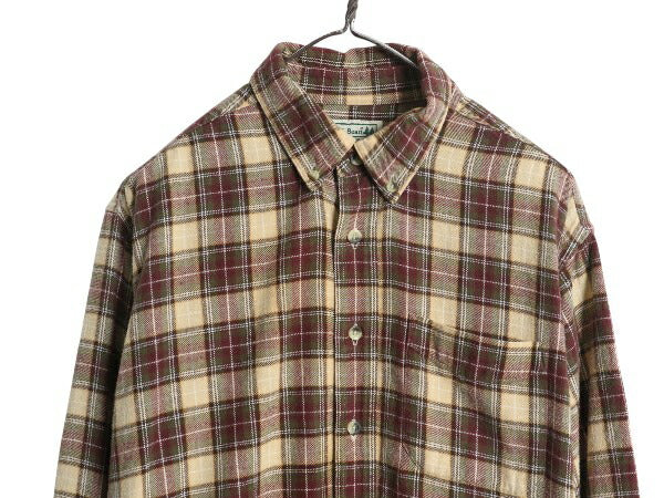 00s エルエルビーン チェック 長袖 ボタンダウン フランネル シャツ メンズ L 古着 オールド 長袖シャツ ネルシャツ BD コットン ゆったり