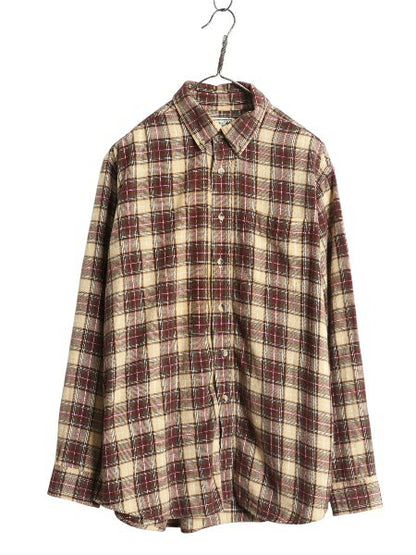 00s エルエルビーン チェック 長袖 ボタンダウン フランネル シャツ メンズ L 古着 オールド 長袖シャツ ネルシャツ BD コットン ゆったり
