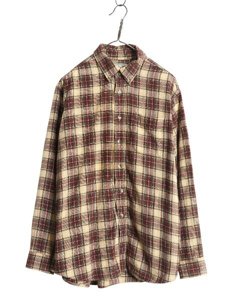 00s エルエルビーン チェック 長袖 ボタンダウン フランネル シャツ メンズ L 古着 オールド 長袖シャツ ネルシャツ BD コットン ゆったり
