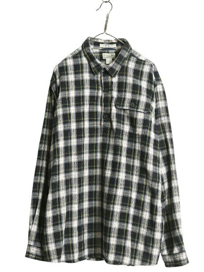 00s エルエルビーン チェック 長袖 フランネル シャツ メンズ XL / オールド 長袖シャツ ネルシャツ コットン プルオーバー 大きいサイズ