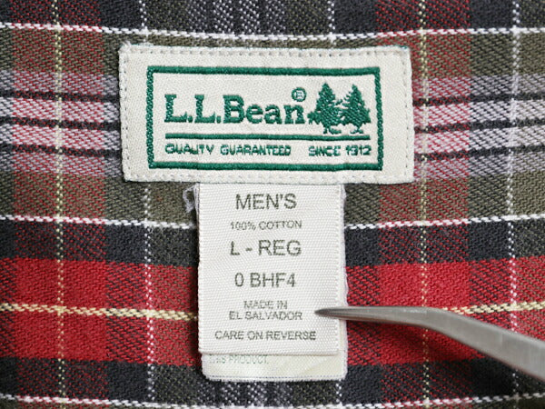 00s エルエルビーン チェック 長袖 ボタンダウン フランネル シャツ メンズ L 古着 オールド コットン 長袖シャツ ネルシャツ マルチカラー