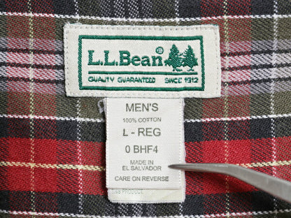 00s エルエルビーン チェック 長袖 ボタンダウン フランネル シャツ メンズ L 古着 オールド コットン 長袖シャツ ネルシャツ マルチカラー