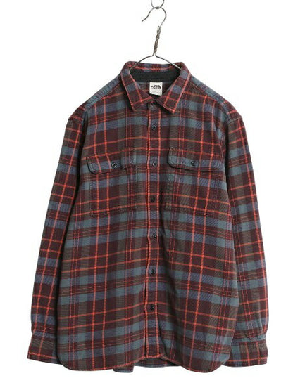 US企画 ノースフェイス チェック ヘビー フランネル シャツ メンズ XL アウトドア ネルシャツ 長袖シャツ コットン マチ付き 大きいサイズ