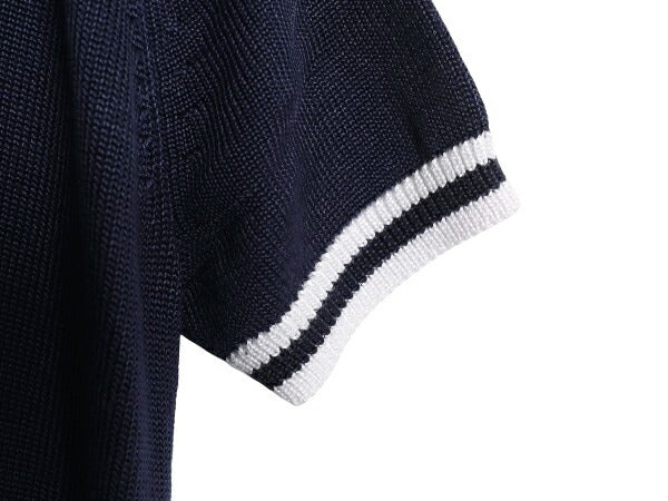 00s ローレン ラルフローレン Vネック 半袖 チルデン ニット セーター レディース L / オールド サイドレース  ゆったり ネイビー ツートン