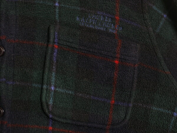 90s ローレン ラルフローレン チェック フリース シャツ ジャケット レディース M 古着 オールド ポロ 長袖シャツ マルチカラー ゆったり