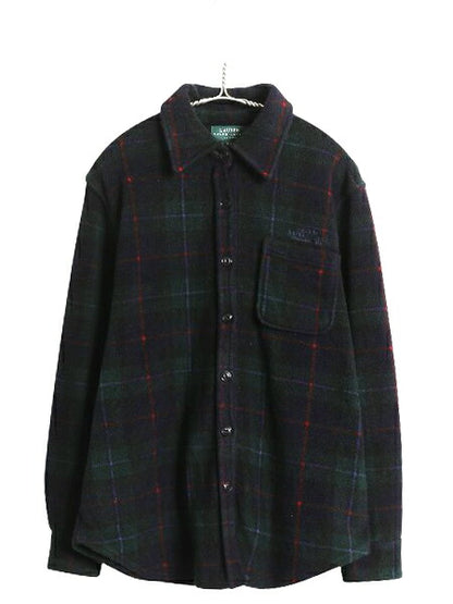 90s ローレン ラルフローレン チェック フリース シャツ ジャケット レディース M 古着 オールド ポロ 長袖シャツ マルチカラー ゆったり