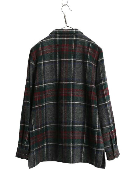 00s ローレン ラルフローレン チェック 長袖 CPO シャツ レディース L ポロ オールド ラムウール ボックス ジャケット ゆったり カジュアル