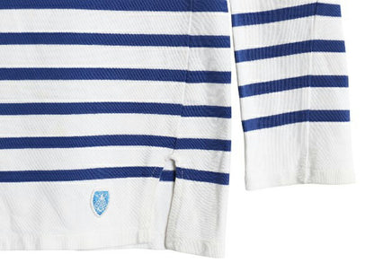 フランス製 オーシバル バスクシャツ メンズ S レディース M 程 古着 コットン カットソー 長袖 Tシャツ ボーダー ボックス ツートン 青 白
