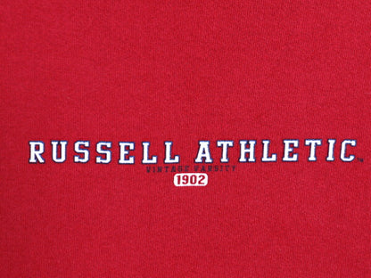 00s ラッセル プリント スウェット フード パーカー メンズ レディース XL オールド プルオーバー トレーナー RUSSELL 大きいサイズ レッド