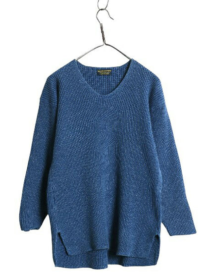 90s イギリス製 ブルックスブラザーズ Vネック ニット セーター レディース XS オールド コットン アクリル リブ編み カットソー ボックス