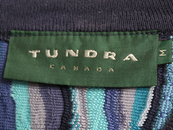 90s カナダ製 TUNDRA 3D 立体編み デザイン ニット セーター メンズ M / オールド コットン 総柄 マルチカラー ゆったり 長袖ニット 薄手