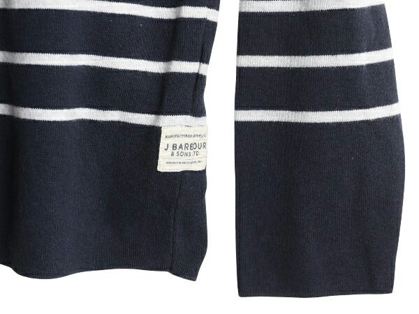 バブアー ハーフジップ ボーダー ニット セーター メンズ M / コットン 長袖ニット ハイネック ワンポイント シンプル ゆったり カットソー