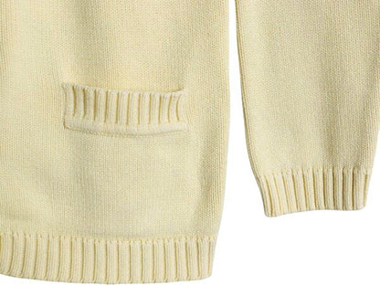 90s LAUREN ラルフローレン コットン ニット カーディガン レディース M / 90年代 オールド セーター ポケット付き 襟付き 前開き 羽織り