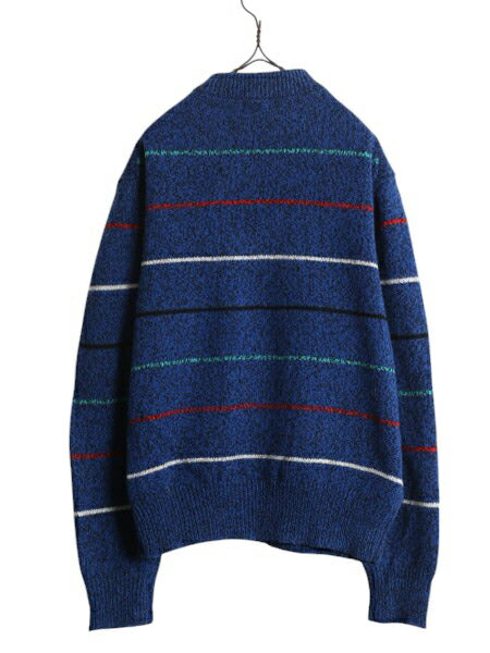 80s ウールリッチ ヘンリーネック ボーダー ニット セーター メンズ M / 80年代 旧タグ ヴィンテージ Woolrich ウール モックネック ブルー