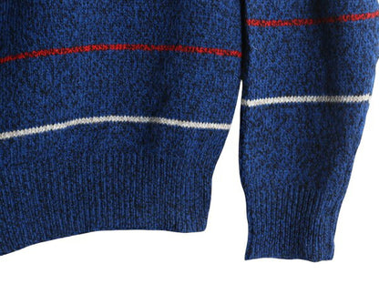 80s ウールリッチ ヘンリーネック ボーダー ニット セーター メンズ M / 80年代 旧タグ ヴィンテージ Woolrich ウール モックネック ブルー