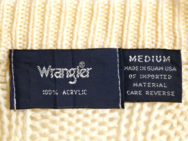 80s ラングラー フィッシャーマン アクリル ニット セーター メンズ M / 古着 80年代 ヴィンテージ Wrangler アラン ケーブル ローゲージ