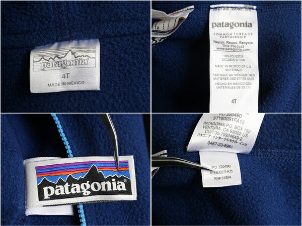 パタゴニア シンチラ フリース カーディガン キッズ 4歳 100cm / 08年製 Patagonia ジャケット 子供用 フルジップ フード パーカー ブルー