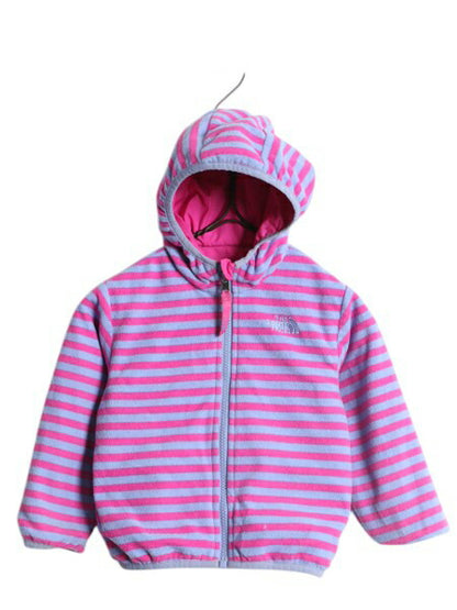 ノースフェイス リバーシブル パーカー ジャケット ベビー 90cm 古着 The North Face ベビー用 フリース ボーダー ナイロン ピンク フード