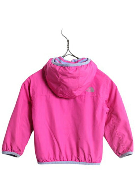 ノースフェイス リバーシブル パーカー ジャケット ベビー 90cm 古着 The North Face ベビー用 フリース ボーダー ナイロン ピンク フード