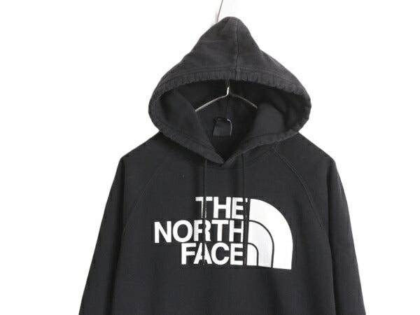 ノースフェイス プリント スウェット フード パーカー レディース M / The North Face プルオーバー 裏起毛 トレーナー アウトドア 薄手 黒