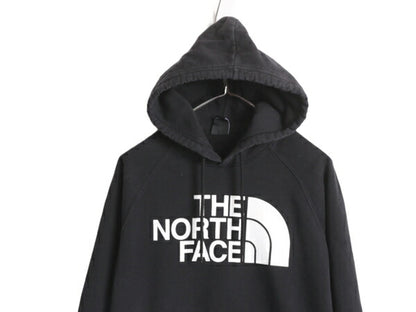 ノースフェイス プリント スウェット フード パーカー レディース M / The North Face プルオーバー 裏起毛 トレーナー アウトドア 薄手 黒