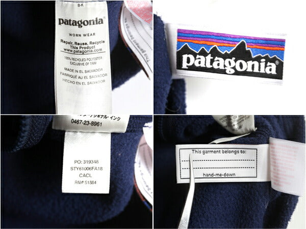 パタゴニア シンチラ フリース ベスト キッズ ベビー 80cm 程/ 18年製 Patagonia 赤ちゃん フルジップ 重ね着 前開き ハイネック ネイビー