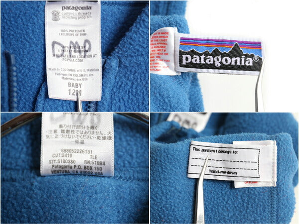 00s パタゴニア シンチラ フリース ベスト ベビー 12M 80cm 程/ 00年製 Patagonia 赤ちゃん フルジップ 重ね着 前開き ハイネック ブルー