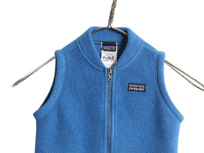 00s パタゴニア シンチラ フリース ベスト ベビー 12M 80cm 程/ 00年製 Patagonia 赤ちゃん フルジップ 重ね着 前開き ハイネック ブルー