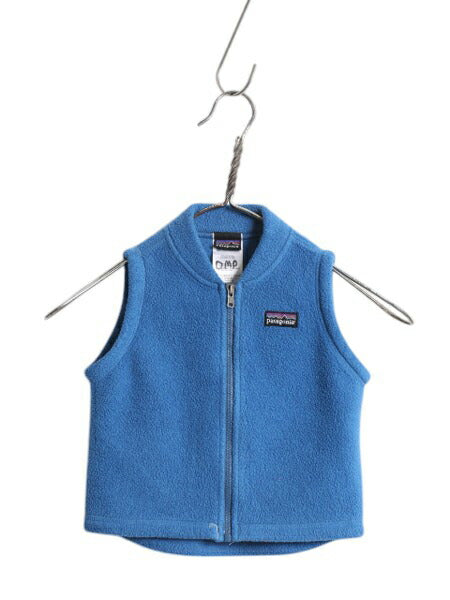 00s パタゴニア シンチラ フリース ベスト ベビー 12M 80cm 程/ 00年製 Patagonia 赤ちゃん フルジップ 重ね着 前開き ハイネック ブルー