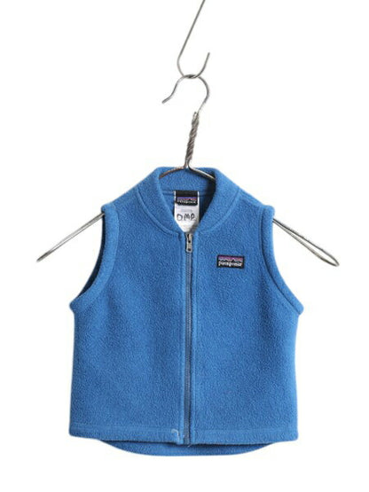 00s パタゴニア シンチラ フリース ベスト ベビー 12M 80cm 程/ 00年製 Patagonia 赤ちゃん フルジップ 重ね着 前開き ハイネック ブルー
