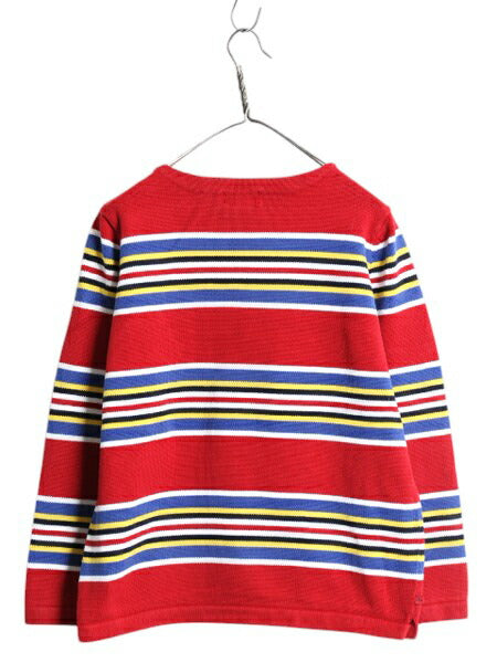 90s LAUREN ラルフローレン ボートネック ボーダー ニット セーター レディース M オールド ポロ 長袖ニット カットソー 総柄 マルチカラー
