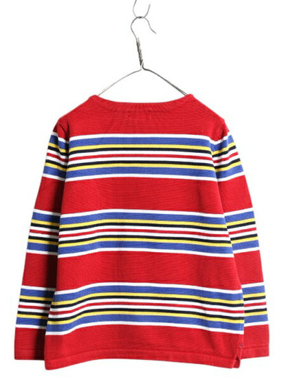 90s LAUREN ラルフローレン ボートネック ボーダー ニット セーター レディース M オールド ポロ 長袖ニット カットソー 総柄 マルチカラー