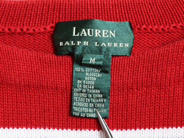 90s LAUREN ラルフローレン ボートネック ボーダー ニット セーター レディース M オールド ポロ 長袖ニット カットソー 総柄 マルチカラー