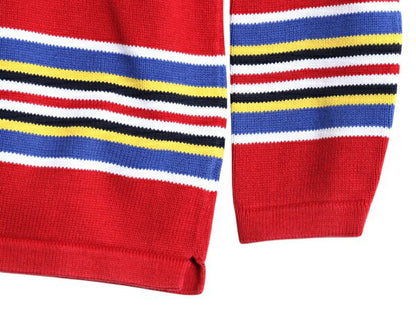 90s LAUREN ラルフローレン ボートネック ボーダー ニット セーター レディース M オールド ポロ 長袖ニット カットソー 総柄 マルチカラー