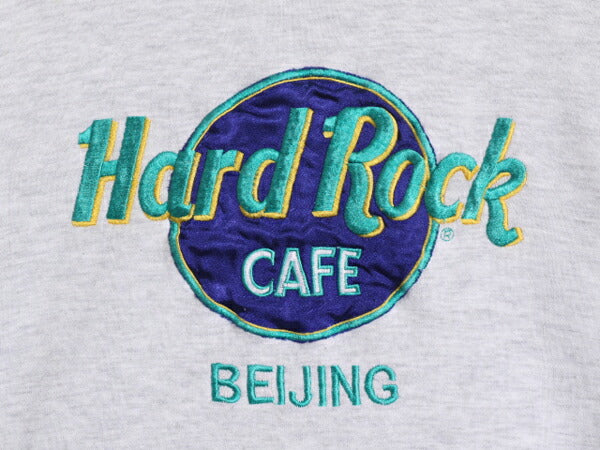 90s ハードロックカフェ スウェット メンズ レディース M 古着 90年代 Hard Rock CAFE ロゴ刺繍 企業物 ヘビーウェイト トレーナー グレー