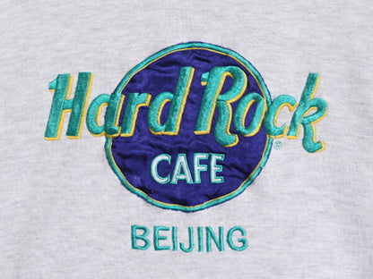 90s ハードロックカフェ スウェット メンズ レディース M 古着 90年代 Hard Rock CAFE ロゴ刺繍 企業物 ヘビーウェイト トレーナー グレー