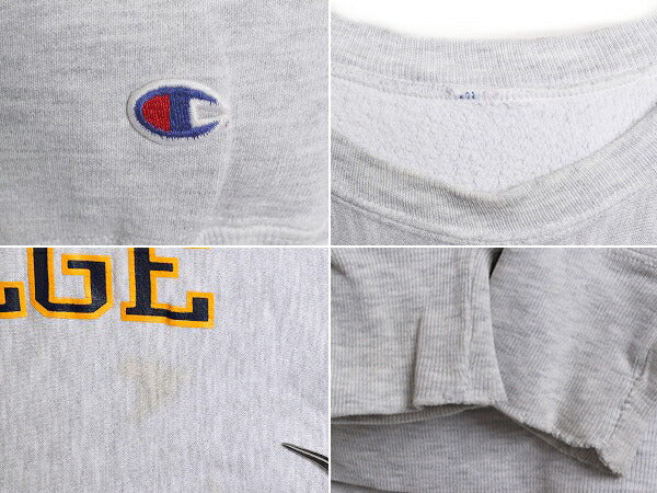 90s チャンピオン リバースウィーブ カレッジ プリント スウェット メンズ XL 程/ 古着 90年代 オールド Champion 大きいサイズ 裏起毛 灰