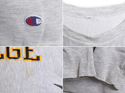 90s チャンピオン リバースウィーブ カレッジ プリント スウェット メンズ XL 程/ 古着 90年代 オールド Champion 大きいサイズ 裏起毛 灰