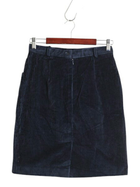 70s USA製 ブルックスブラザーズ 太畝 コーデュロイ タイト スカート レディース XS 程 / 70年代 ヴィンテージ BROOKS BROTHERS タック 紺