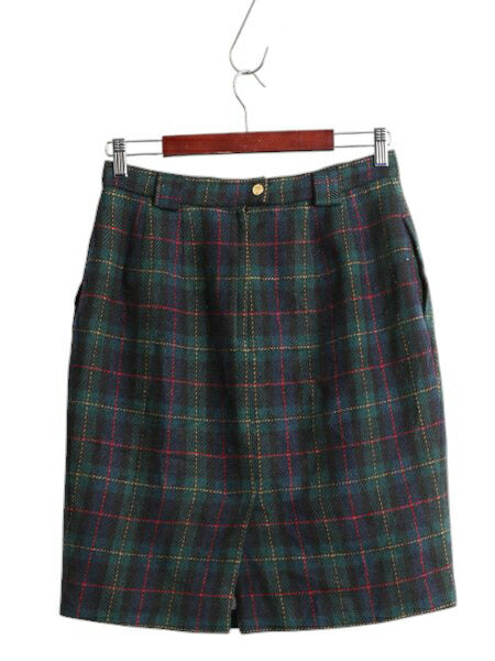 70s USA製 ブルックスブラザーズ ウール チェック タイト スカート レディース S 古着 ヴィンテージ BROOKS BROTHERS ひざ丈 ライナー付き