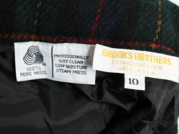70s USA製 ブルックスブラザーズ ウール チェック タイト スカート レディース S 古着 ヴィンテージ BROOKS BROTHERS ひざ丈 ライナー付き