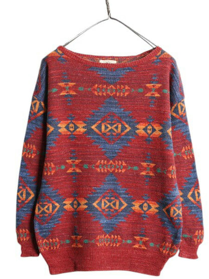 デニム&サプライ ラルフローレン ネイティブ ニット セーター レディース XS / ポロ DENIM&SUPPLY 薄手 カットソー コットン マルチカラー