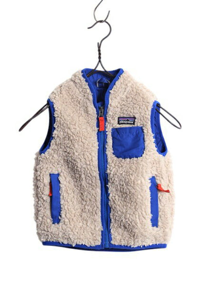 パタゴニア レトロX フリース ベスト キッズ ベビー 2歳 90cm 程 17年製 Patagonia アウトドア ボア パイル フルジップ 毛長 ポケット付き