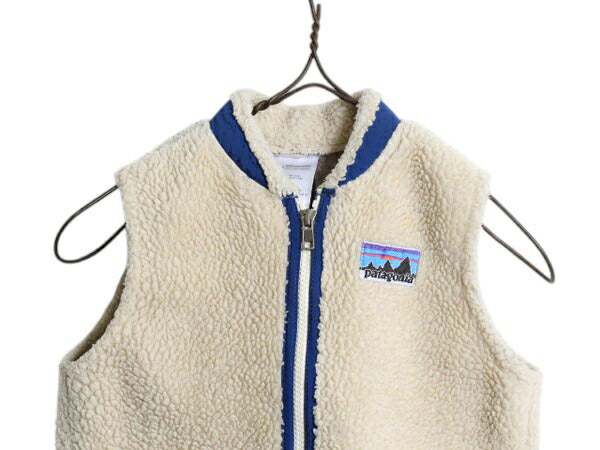 パタゴニア レトロ フリース ベスト キッズ ベビー 3歳 90cm 100cm 程/ 古着 09年製 ボア パイル 重ね着 フルジップ 復刻 白タグ デカタグ