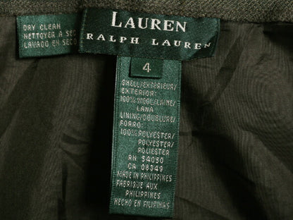 90s Lauren ラルフローレン ウール フリンジ付き チェック ロング ラップ スカート レディース M / オールド ロング丈 タイト ライナー付き