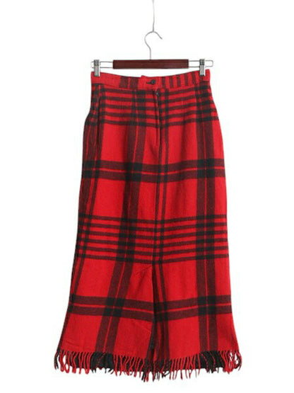 90s USA製 ウール リッチ チェック ウール フリンジ付 タイト スカート レディース XS 程 旧タグ オールド WOOLRICH ツートン ライナー付き