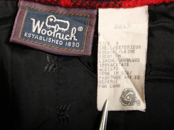 90s USA製 ウール リッチ チェック ウール フリンジ付 タイト スカート レディース XS 程 旧タグ オールド WOOLRICH ツートン ライナー付き